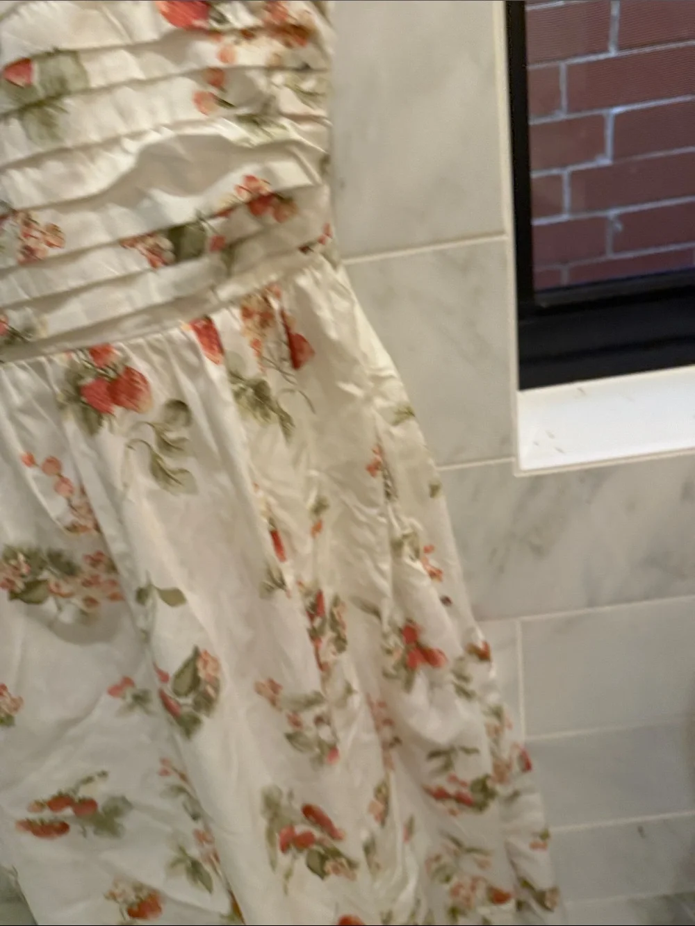 Abercrombie & Fitch Cream Maxi Dress with Pink-Red Floral Print